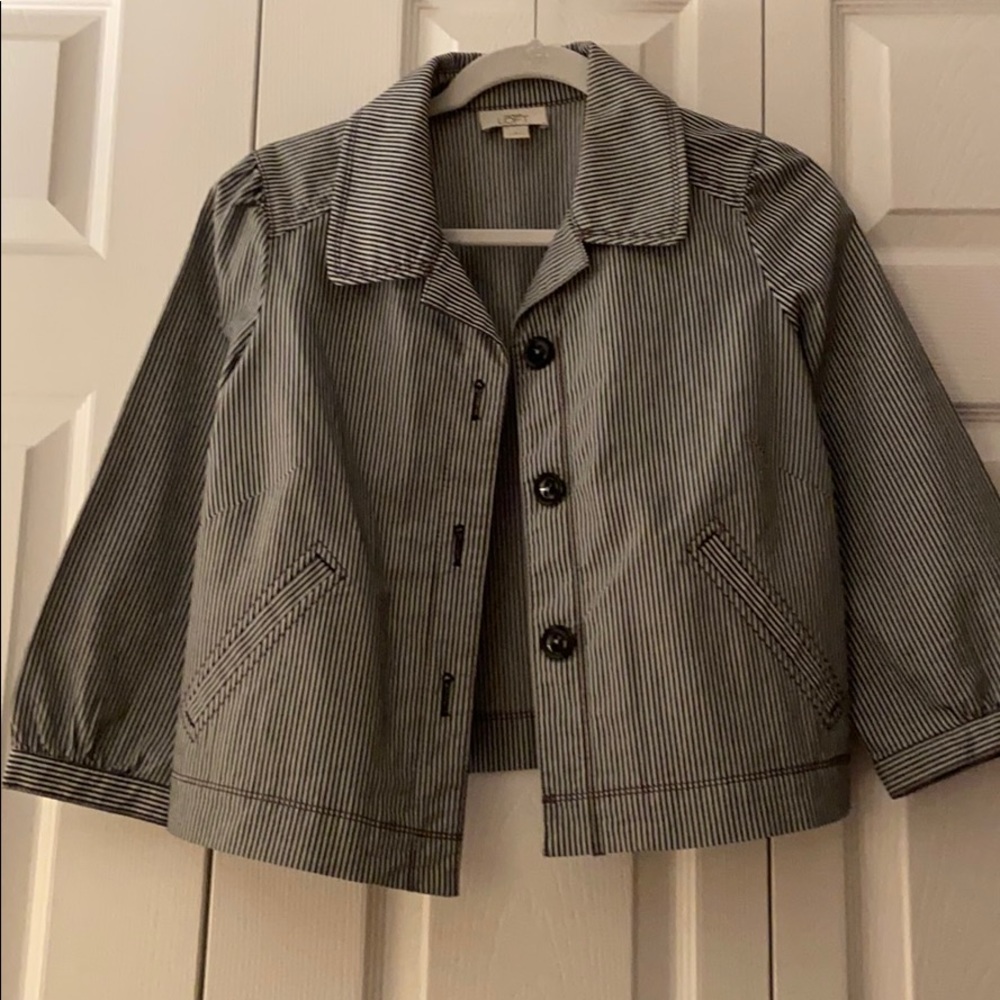 Loft cropped pinstriped jacket